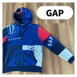 GAP ギャップ スウェット パーカー トレーナー ロゴミリックス プルオーバー フード トリココール サイズM 玉mc1385