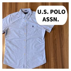 U.S. POLO ASSN. ポロアッスン 半袖 シャツ ボタンダウン ワンポイント 胸ポケット ビッグシルエット USA企画 サイズM 玉mc1406