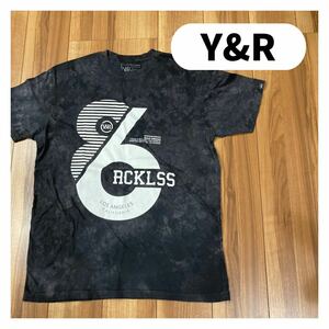 Y&R USA企画 Tシャツ 半袖 ビッグロゴ ビッグシルエット たいだい ブラック サイズXL 玉mc1411