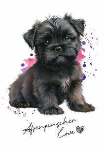 Открытка [affenpinscher / arfen pincher] Иллюстрация арт акварели пастель