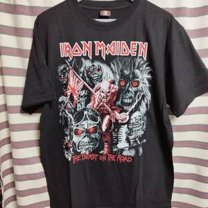 人気柄★ IRON MAIDEN アイアンメイデン　Ｔシャツ『THE BEAST ON THE ROAD』【Lサイズ】送料無料☆ バックプリント有 AC/DC バンドT