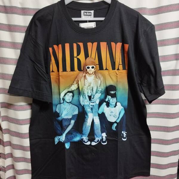 人気柄★ 厚手NIRVANA ニルヴァーナＴシャツ 【M】送料無料☆オーバーサイズ バックプリントあり KURT COBAIN カート コバーン バンドT