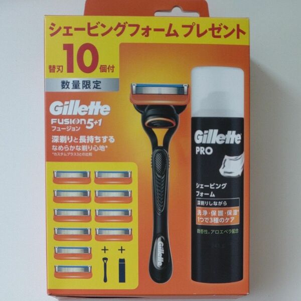 Gillette FUSION 5+1 本体　替刃１０個　シェービングフォーム　