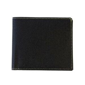 ☆ ブラック FRUH 財布 二つ折り 8mm フリュー 薄型財布 メンズ レディース 薄い うすい 8ミリ 本革 牛革 ビジネス 極薄財布 無地