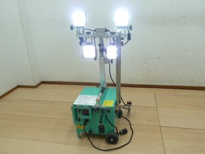 充電式 LED 投光機 (1) 4灯 W340×D410×H900～1420mm バッテリー キャスター ライト ランプ 照明 工事 工場 作業灯 イベント 夜間作業