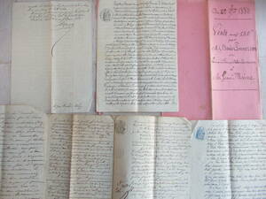 フランスアンティーク マニュスクリ まとめて 古文書 誓約書 古い紙 手書き 公文書 19世紀 1841年 紙もの 