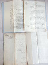 フランスアンティーク マニュスクリ まとめて 古文書 誓約書 古い紙 手書き 公文書 19世紀 1816年 紙もの エンボス　仏_画像1