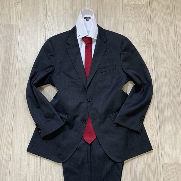 美品】BOSS ボス ライトグレー ストライプ スーツ セット XL 黒タグ