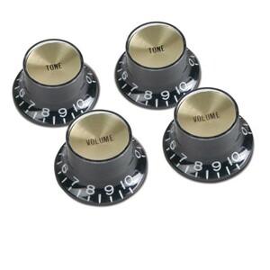 ギブソン Gibson PRMK-020 Top Hat Style Knobs Black W/ Gold Metal Insert ノブ