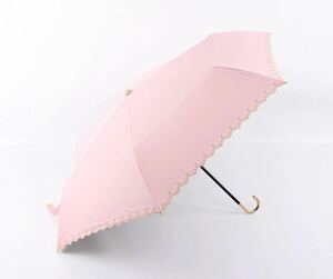 [OK basket] folding parasol folding umbrella complete shade super light weight 190g pink UV cut 100% shade lady's . rain combined use star pattern ska LAP 