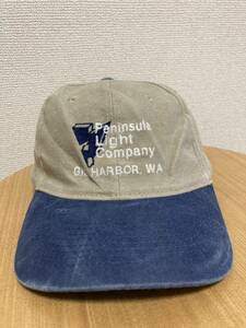 80's90's USAヴィンテージ 2トーンキャップ 帽子 Peninsula Light Company / 電力会社 企業 キャップ 80年代 90年代 ベージュ×ネイビー系