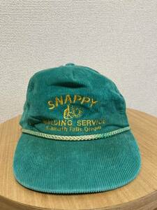 80's90's USAヴィンテージ CAP コーデュロイキャップ 帽子 WELDING SERVICE 企業 キャップ 緑 ONE SIZE 刺繍