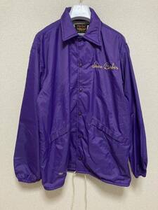 70's USAヴィンテージ Pla-Jac by Dunbrooke ナイロンコーチジャケット チェーンステッチ 刺繍USA製 40-M-42 紫 ナイロンジャケット