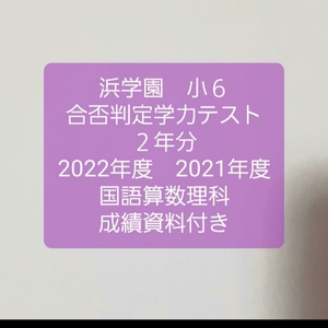 浜学園　小６　成績資料付き　2022年度　2021年度　合否判定学力テスト　国語算数理科　２年分