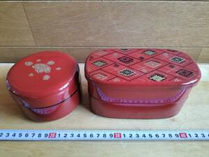 コレクション　昭和　レトロ　塗り物　菓子箱　お弁当　和風　入れ物　飾り　2個　まとめて