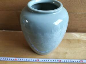 コレクション　昭和　レトロ　アンティーク　つぼ　壺　ツボ　花瓶　陶器　ブルー系　焼き物