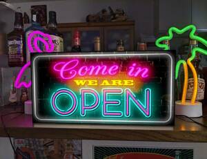 [L size / all genre ] open OPEN business middle opening welcome .. store autograph lamp signboard ornament miscellaneous goods light BOX illumination signboard lightning signboard 