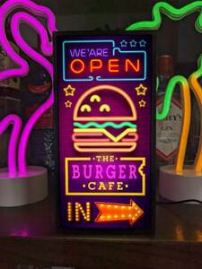  handle burger Cafe BAR Dyna -. tea pop art miniature autograph lamp signboard ornament american miscellaneous goods light BOX illumination signboard lightning signboard 