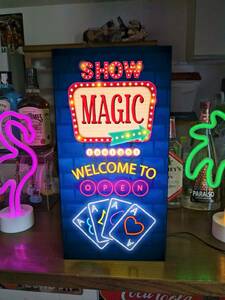 [L size ] Magic jugglery maji car n playing cards Magic bar Poe car Club autograph lamp signboard ornament miscellaneous goods light BOX illumination signboard lightning signboard 