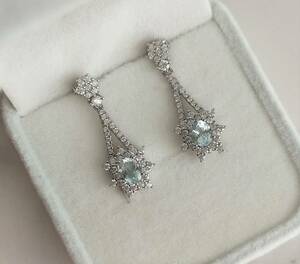  aquamarine earrings star silver 925 silver earrings natural both ear 3 month birthstone Star 