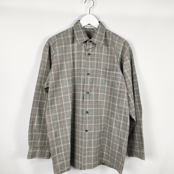 MOUNSIDE CASUAL シャツ ウールブレンド チェック 柄 日本製 M グレー メンズ 中古 /EK