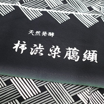 小紋 袷 着物 柿渋染 黒 グレー 白 網代文様 丹後ちりめん カジュアル 中古 仕立て上がり 身丈162.5 裄67 Ｌサイズ みやがわ sb10300_画像7