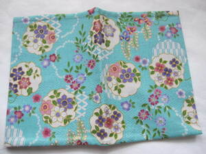  new goods unused book cover library size floral print light blue peace pattern kimono pattern 