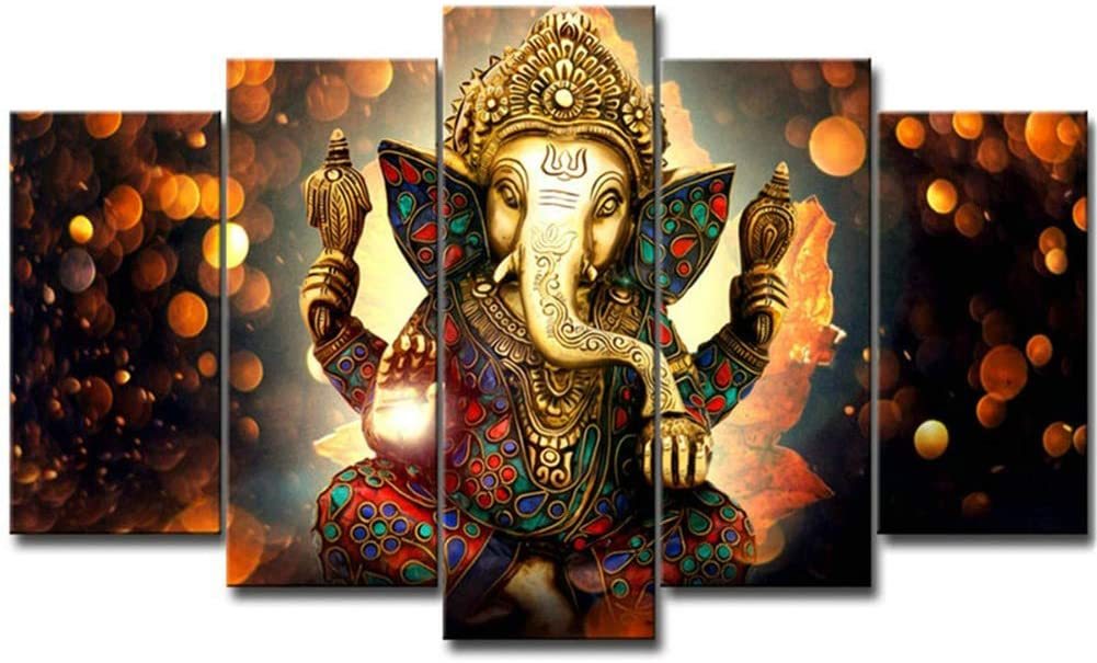 Ganesha, God, Good Luck, Art Panel, Art Poster, Canvas, Wall Hanging, Lucky Charm, God, Canvas Painting, Art, Painting, Modern Art, Picture, New, Wooden Frame, Hobby, Culture, Artwork, others