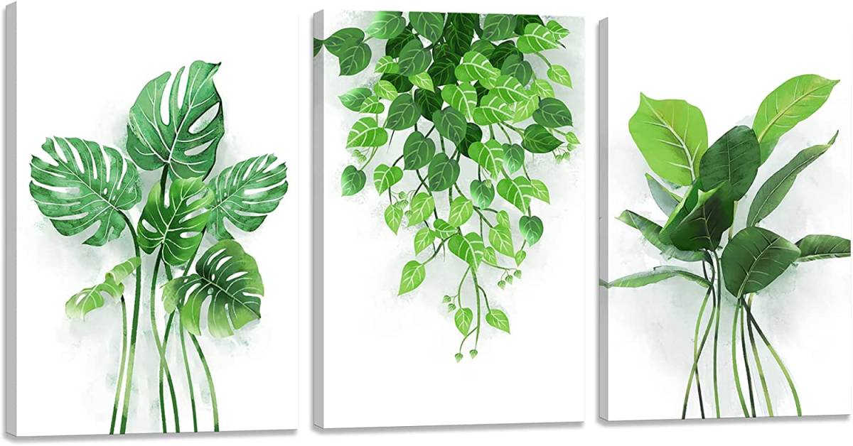 مجموعة من 3 لوحة فنية شمالية أنيقة لوحة قماشية داخلية لوحة جدارية معلقة على القماش إطار خشبي نباتات منزلية ملصق فني طبيعي جديد 30 × 40 سم, عمل فني, تلوين, آحرون