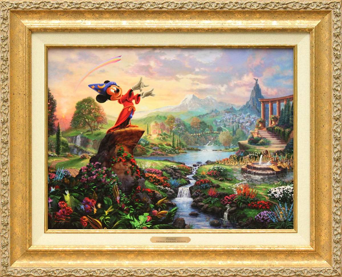 Miraculous Existence Disney Mickey Mouse Fantasia Print Framed Giclee Disney Painting Wall Hanging Luxury Framed Thomas Kinkade, artwork, print, others