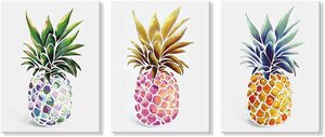 Art hand Auction Stylish Art Panel Pineapple Set of 3 Painting Modern Art Interior Wall Hanging Canvas Painting Canvas Wooden Frame Scandinavian 30x40cm, artwork, painting, others