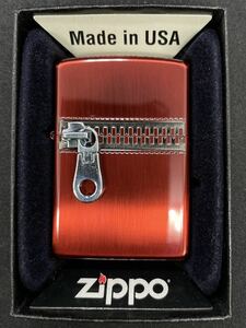 【未使用】ZP ジッパーZIPPO(両面加工) / イオンレッド 2015年製 メタル貼りジッポ