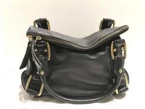 ■【YS-1】 状態良好 ■ バナナリパブリック BANANA REPUBLIC ■ レザー ハンドバッグ ■ 本革 ブラック系 27cm ×37cm 【同梱可能商品】D