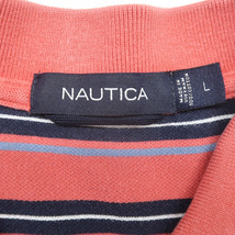 古着 ノーティカ NAUTICA ポロシャツ ボーダー ワンポイント ピンクベース サイズ表記：L　gd79126_画像6