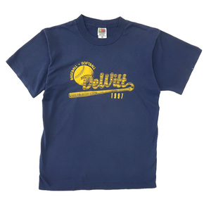 古着 90年代 USA製 フルーツオブザルーム プリントTシャツ ネイビー ビンテージ サイズ表記：M　gd79246
