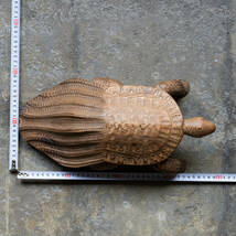 木彫りの亀 縁起物 置物 オブジェ 古道具 民芸 飾り 木製彫刻 タートル_画像3