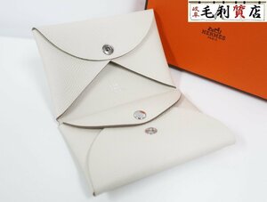 エルメス HERMES カルヴィ デュオ クレ エプソン シルバー金具 U刻印 カードケース 未使用 コインケース