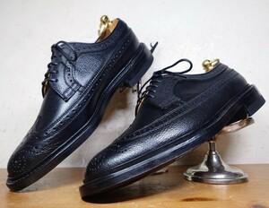 【試し履きのみ/デッドストック】日本製靴製 REGAL/リーガル ロングウィングチップ 24EE (24-24.5cm相応) ブラック 黒 スコッチグレイン