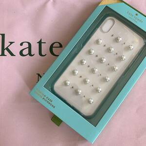 * Япония не поступление! Kate Spade / жемчуг . Gold заклепки . симпатичный! iPhone XS Max кейс прозрачный 8ARU6027 в подарок!