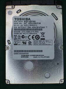 TOSHIBA 2.5インチHDD SATA MQ01ABF050 500GB 動作確認済(500040)送料無料