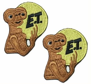 2枚セット デッドストック　E.T イーティー アイロン ワッペン パッチ SF 映画 名作 スピルバーグ エイリアン 刺繍パッチ リペア