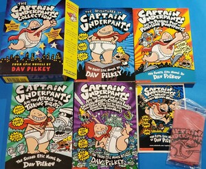 CAPTAIN UNDERPANTS COLLECTION DAV PILKEY 親子英語 児童文学 4冊セットポストカード ブーブークッション 付き キャプテンアンダーパンツ