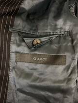 GUCCI グッチ　メンズ　ネイビー　ストライプ　テーラードジャケット ブレザー　アウター　上着　48表記_画像3