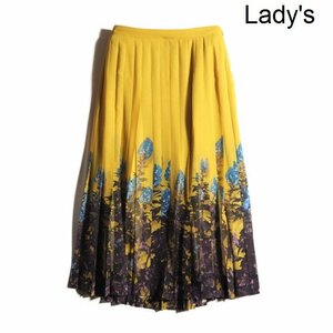 x5618P VDRIES VAN NOTEN Dries Van Noten V 19SS flower print pleated skirt yellow 36 / floral print flair spring ~ autumn rb mks