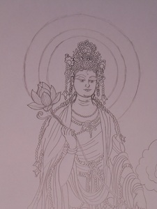 .. sound bodhisattva *...* tracing a picture of a Buddhist image * pasting .* picture letter * cut ..* work exhibition . please!