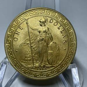 WX588中国記念メダル イギリス領香港 1913年 ビクトリア女王 壹圓 吉祥如意雲紋 外国硬貨 貿易銀 海外古銭 コレクションコイン 重さ約26g