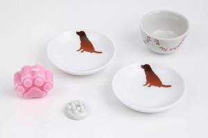  pet Buddhist altar fittings dog pattern . pairs set cat .. memorial Mini small deep width 4.5cm height 3cm plate 6cm. sphere 2cm