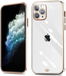 iphone11Pro ケース クリア iPhone11 pro カバー 白 シリコン メッキ加工 全面保護 耐衝撃 透明 TPU