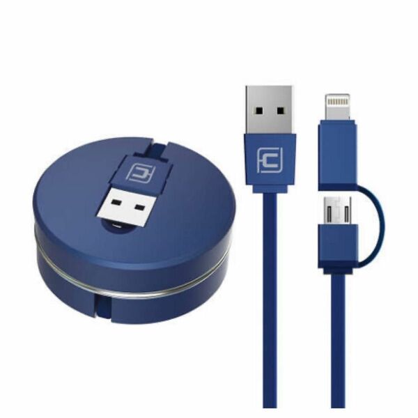 CAFELE 巻取り式充電ケーブル 2in1 USBケーブル Lightning micro USB iPhone Android