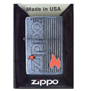 ジッポー オイルライター Logo and Flame Z207-104636&ギフトボックスセット（オイル＋フリント+BOX）/送料無料
